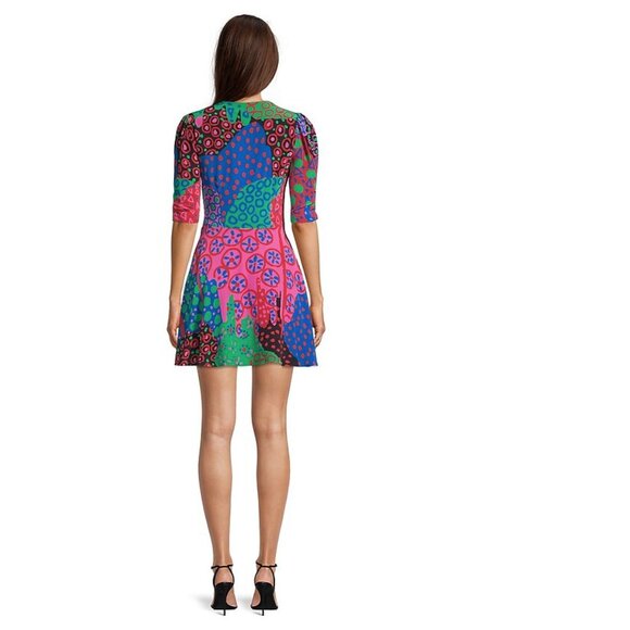 NWT Rhode Leanna Mini Dress - Mixed Print, Twist-Front - Size 14 - Picture 14 of 15